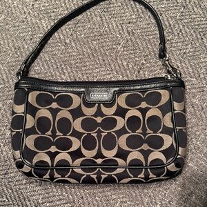 Coach Black and Tan Signature wristlet